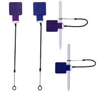 Mini Skater Plastic Elastic Tether Lanyard with Silicone Ring and Pen Loop Holder for Tethering Stylus Pen to Drawing Tablet, 4 Set (Navy Blue & Purple)