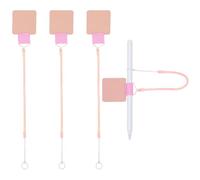 Mini Skater Plastic Elastic Tether Lanyard with Silicone Ring and Pen Loop Holder for Tethering Stylus Pen to Drawing Tablet, 4 Set (Pink)
