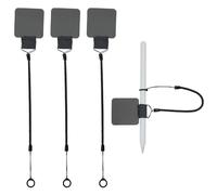 Mini Skater Plastic Elastic Tether Lanyard with Silicone Ring & Pen Loop Holder for Tethering Stylus Pen to Drawing Tablet, 4 Set (Grey)