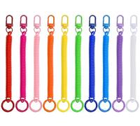Mini Skater Retractable Coil Spring Keychain Stretchy Spirals Keyring for Work Keys ID Badge, Pack of 10 (Multicolored)