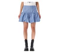 Striped Cotton Skirt - female - Ganni - Short Skirts - Blue - S - Skirts S