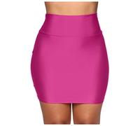 Mini Skirts for Women Summer Fashion Stretch Tight Sexy Solid High Waist Short Slim Mini Ladies Elasticated Waist Short Work Skirt Hot Pink