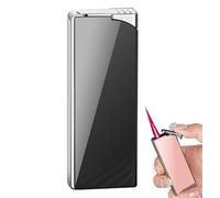 Mini Slim Refillable Butane Lighter, Wind-Resistant Single-Flame Metal Ignition Tool, Portable Compact Design Gift for Men & Women (Fuel Not Included)(Black)