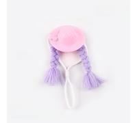 Mini Small Animals Hat, Plush Straw-Style Hat with Twin Braids for Hamsters, Guinea Pigs and Parrots (Purple)