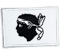 Mini Small Flag 1.2X1.7 Inch. Corsica Flag Country Patch Embroidered Military Tactical Flag Patches Badge Repair Patches for Hats, Jackets, Shirts, Vests, Shoes, Jeans (08)