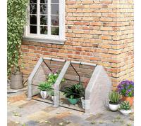 Outsunny Mini Greenhouse – Poly Tunnel Steeple – Steel Frame, PE Cover & Zippered Window – White