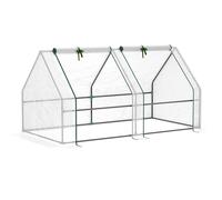 Mini Small Greenhouse with Steel Frame & PE Cover & Zippered Window Poly tunnel Steeple for Plants Vegetables