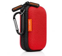 Mini Small Hard Shell Earbud Case for Apple Airpods, Earpods, Samsung Galaxy Buds, Wired/Wireless Earbuds, Earplugs, In Ear Monitor, USB Cable, Flash Drive - Rectangle Carrying Case Zipper Pouch - Red