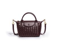 Mini Small Size Braided Luxury Leather Women's top Handle Handbag Fashion Travel Daily Satchel, Purple, S