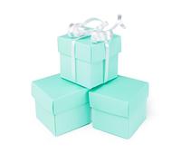 Mini Small Square Cube Robin's Egg Blue Gift Boxes with Lids for Party Favors, Decoration, Weddings, Birthdays, and more. 2" x 2" x 2" in Size. (10 Pack)