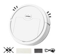Mini Smart Sweeping Robot, Automatic Robot Vacuum Cleaner Mopping with Smart Navigation for Hard Floor Pet Hair USB Charging Compact Thin Lazy Friendly Home Cleaning (White)
