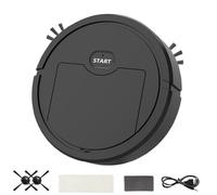 Mini Smart Sweeping Robot, Automatic Robot Vacuum Cleaner Mopping with Smart Navigation for Hard Floor Pet Hair USB Charging Compact Thin Lazy Friendly Home Cleaning (Black)