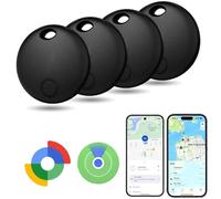 Mini Smart Tracker Tag For Apple and Android, No Subscription No Monthly Fee Car Tracker Device, Tracking for Cars Bikes Luggage Wallet Pets, Dual Tag for Apple FindMy and Google FindHub (4, Black)