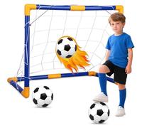 Mini Soccer Goal Set with 3 Ball Pump for Toddler Kid, Small Portable Goals Training Equipment for Garden Indoor Outdoor Backyard, Birthday Gift for Boy Girl Sports Toy Family Game 23" W×18" H×12" D