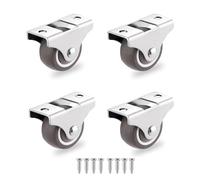 Mini Soft Rubber Casters with Metal Plate Rigid Fixed Non Swivel Wheels (50mm, 4)