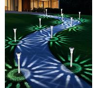 Mini Solar Pathway Lights Outdoor 12 Pack Waterproof Upgraded Bright LED Solar Garden Lights Stainless Steel Solar Powered Landscape Lighting Decor for Outside Yard Lawn Walkway Patio-Cool White
