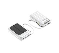 Mini Solar Power Bank with Built-in Cable, 10000mAh Portable Charger with Solar Panel for Emergency Power Supply