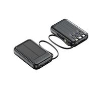 Mini Solar Power Bank with Built-in Cable, 10000mAh Portable Charger with Solar Panel for Emergency Power Supply