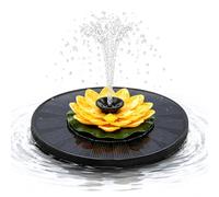Mini Solar Powered Water Fountain for Birdbaths Garden Pond Pool (Yellow)