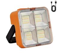 Mini Solar Rechargeable Multi-Function searchlight, Outdoor Portable LED floodlight, Magnetic USB Camping Light with Three-Speed Waterproof Function (Orange)
