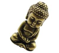 Mini Solid Brass Buddha Figurine Statue with Flat Base Vintage Decor