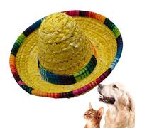 Mini Sombrero Hat - Wide Brim Woven Mexican Hat Costume Mini Mexican Sombrero Party Photo Props Decoration for Party Supplies C