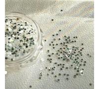 Mini Sparkling Circle Glitter Nail Decoration Wave Dot Retro Simple Style Black Gold Laser Nail Art DIY Accessories-Star(White Silver)