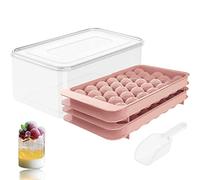 Mini Sphere Ice Cube Tray Balls, Round Ice Ball Maker Mould for Freezer, Includes Free Container (Pink)