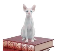 Mini Sphinx Cat Figure - Miniature Hairless Model Statue, 3.74x3.54x1.57in Vivid Animal Sculpture | Home Office Desktop Decor, Realistic Creature Display, Collectible Figurine Accessory For Lov