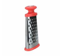 Mini Splash Box Grater Stainless Steel 4-Sided Handheld Cheese & Vegetable Grater with Ergonomic Handle and Non-Slip Base for Kitchen Use (RED)