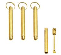 Mini Spoon Set 4PCS - Gold Tiny Powder Scoop for Vials Salt Spice, Portable Snuff Spoon Necklace Pendant Keychain for Herbs Medicine Filling & DIY Crafts