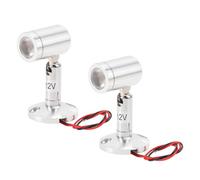 Mini Spot Lights, 2PCS Small LED Downlights Wired Ceiling Spotlights Indoor Wall Light with Adjustable Head for Cabinet Wardrobe Bookshelf Artwork Display, 12V Silver (Warm Light)