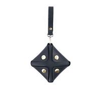 Mini Square Coin Purse for Men Women, Real Leather Coin Pouch Organizer Case Bag with Buttons, Genuine Novelty Cowhide Small Key Wallet Black