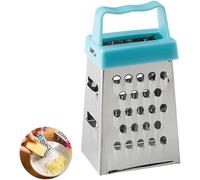 Mini Square Graters Small Stainless Steel Cheese Grater Multifunctional Box Grater with Handle for Chocolate Lemon Nutmeg Cheese Ginger Vegetables Garlic (Blue)