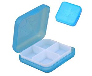 Mini Square Pill Box - Daily Storage Box, Four Compartment Medicine Container, Travel Storage Component Internal Synthetic Material | Portable Case for the