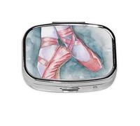 Mini Square Pill Box, Medicine Organiser, Ballet Dancer Portable First Aid Box, Travelling Pill Box with 2 Compartments, Small Pill Box for Pocket Or Purse