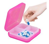 Mini Square Pill Case, Daily Pill Box Organizer, Medicine Organizer Box, Travel, Four-Compartment Ring Case for Fish Oils, Travel, Medication, Medicine