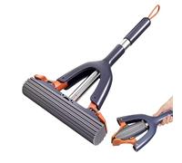 Mini Squeeze Mop - Portable Self-Squeeze Short Mop for Tile, Glass, Bathroom, Window, Hotel, Desktop & Travel | Highly Absorbent Pva Sponge Floor Cleaning Tool with Stainless Steel Handle