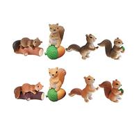 Mini Squirrel Figures Cute Animal Miniature Toys Cake Topper Figurines Fairy Garden Ornaments 8PCS, Christmas Decorations
