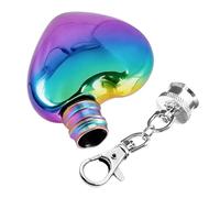Mini Stainless Steel Flask, 30ml Heart-Shaped Pocket Whiskey Bottle,Empty Leakproof Flask with Keyring,Portable,Hand, Alcohol, Oil, Beverages,for Travel, Outdoor Activities