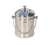 Mini Stainless Steel Kitchen Compost Caddy with Filter - Metal Composting Bin for Food Waste Recycling