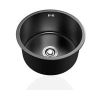 Mini Stainless Steel Sink Round Black Kitchen Sink 1 Bowl Cooking Sink Caravan Bar Sink Top & Undermount Installation Options Space-Saving Design