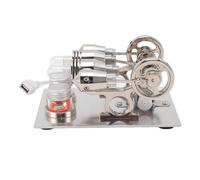 Mini Stainless Steel Stirling Engine, LED External Combustion Engine Motor 4 Cylinders and a Heating Lamp Sterling Scientific Educational Physical Model for Adults