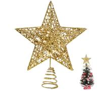 Mini Star Tree Topper Gold Small Christmas Tree Topper Metal Xmas Small Star for Top of Christmas Tree Decorations Width 12cm/4.7Inch, High 15cm/6Inch