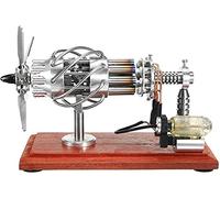 Mini Steam Engine Model - 16-Cylinder Aircraft Engine Educational Physics Experiment Kit - Classic Working Design for Hands-On Learning