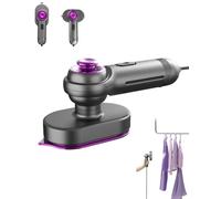 Mini Steam Iron, Handheld Garment Steamer for Clothes Sewing, 20s Quick Heat, Flat Hanging Steaming, Wear Resistant Soleplate, Rotatable Handle, Multi Fabric Wrinkle Remover for Home Travel (Gray)