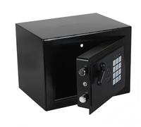 Mini Steel Digital Safe Box with Keypad Lock, 6.5L, Black | 17D x 23W x 17H cm, anti-pry steel construction, for cash jewelry documents at dorm, home, office, 2 Emergency Keys