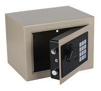 Mini Steel Digital Safe Box with Keypad Lock, 6.5L, Champagne | 17D x 23W x 17H cm, anti-pry steel construction, for cash jewelry documents at dorm, home, office, 2 Emergency Keys