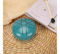 Mini Steel Tongue Drum, 3 Inch 6 Note Sound Healing Drum Kit, Mini Handpan Drum for Meditation Entertainment Musical Education (Malachite green)