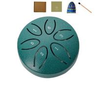 Mini Steel Tongue Drum - 3 Inch 6-Note Sound Healing Drum, Stress Relief Instrument with Anti-Slip Base, Mallets, Music Book & Carry Bag - Ideal for Yoga, Meditation, Music Therapy & Kids (Green)